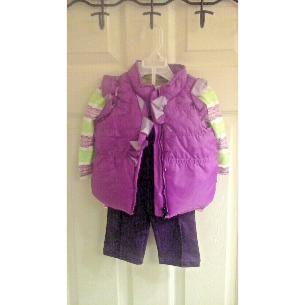 Nannette Girl Outfit Infant 12 Month Coord Set 3 Piece, Pants Blouse & Vest, NWT